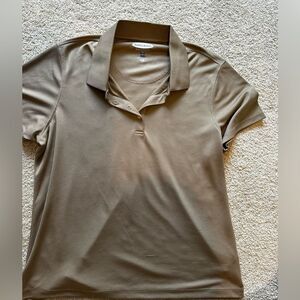 Men’s tan pebble beach golf polo